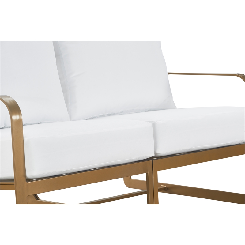 Elle Decor Mirabelle Outdoor Sofa in White and French Gold