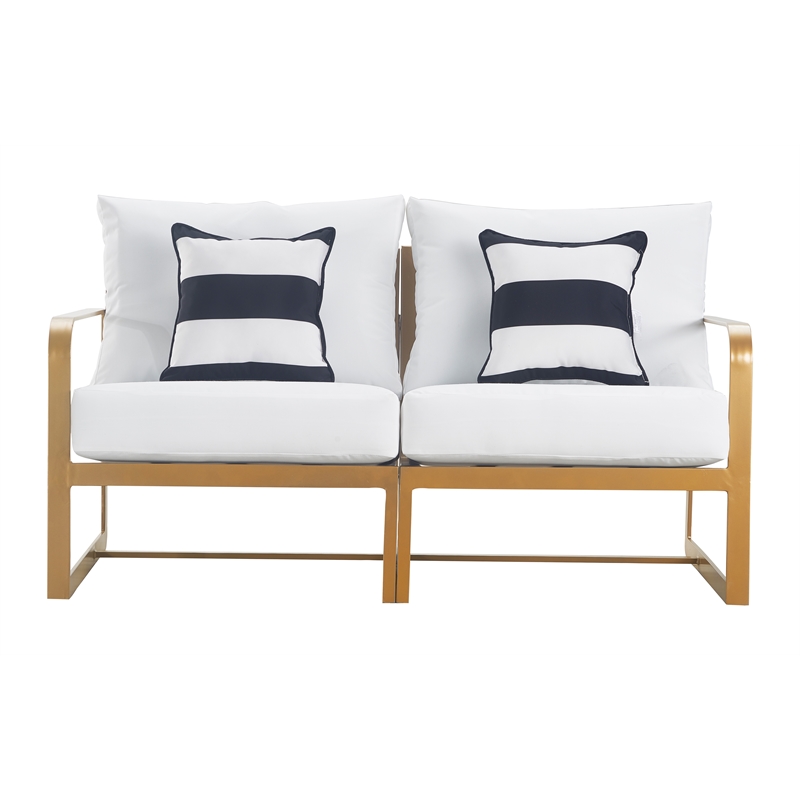 Elle Decor Mirabelle Outdoor Sofa in White and French Gold