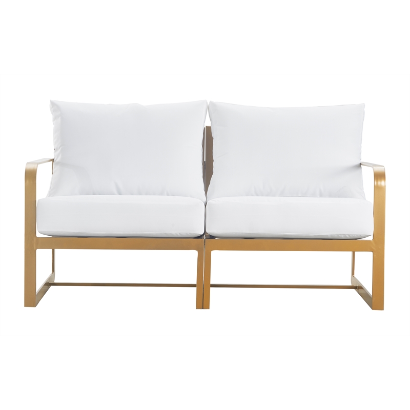 Elle Decor Mirabelle Outdoor Sofa in White and French Gold