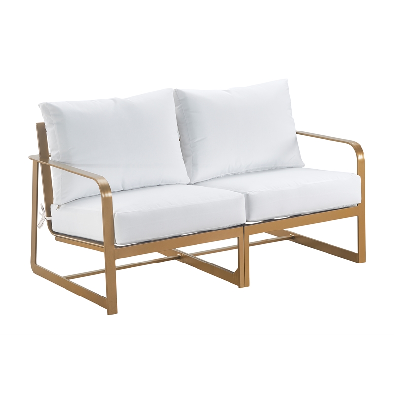 Elle Decor Mirabelle Outdoor Sofa in White and French Gold