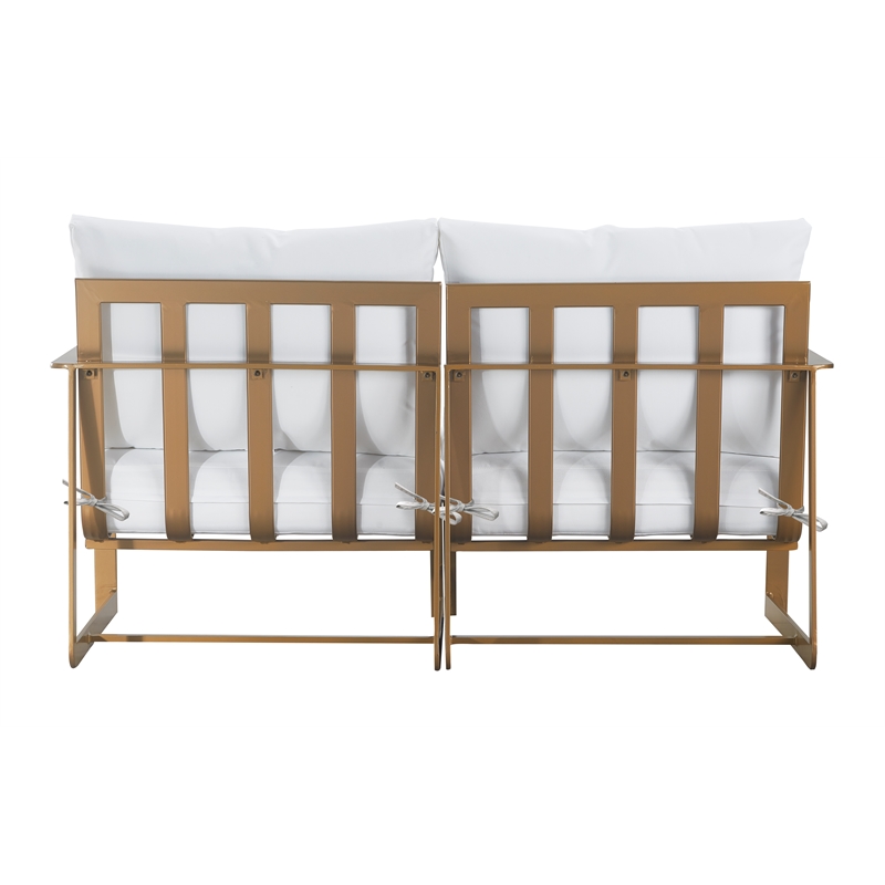 Elle Decor Mirabelle Outdoor Sofa in White and French Gold