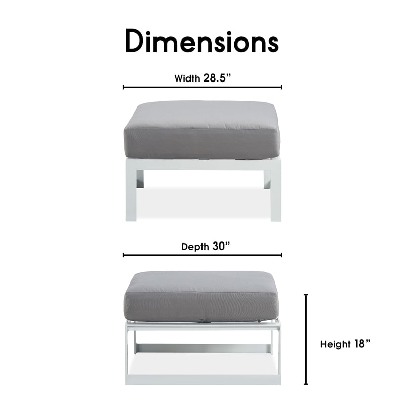 Elle Decor Mirabelle Outdoor Ottoman in Gray and French White