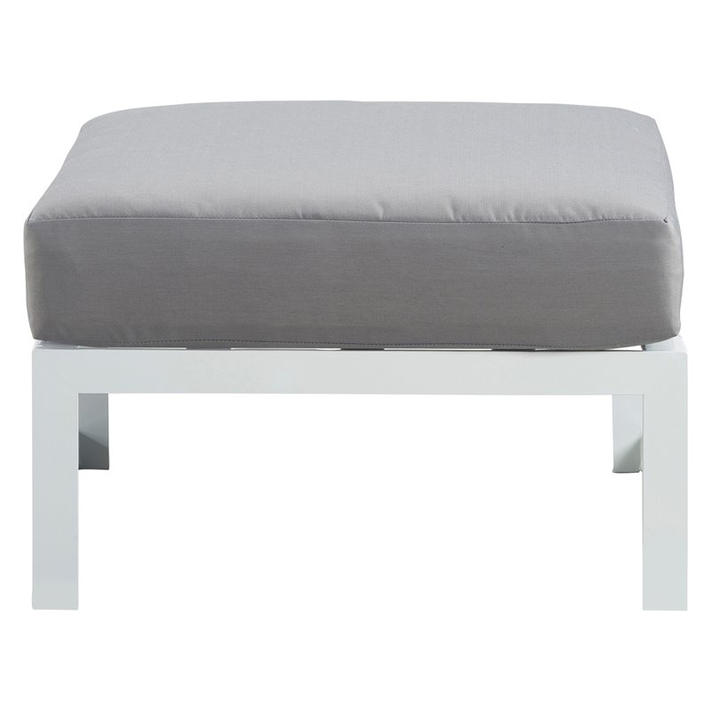 Elle Decor Mirabelle Outdoor Ottoman in Gray and French White