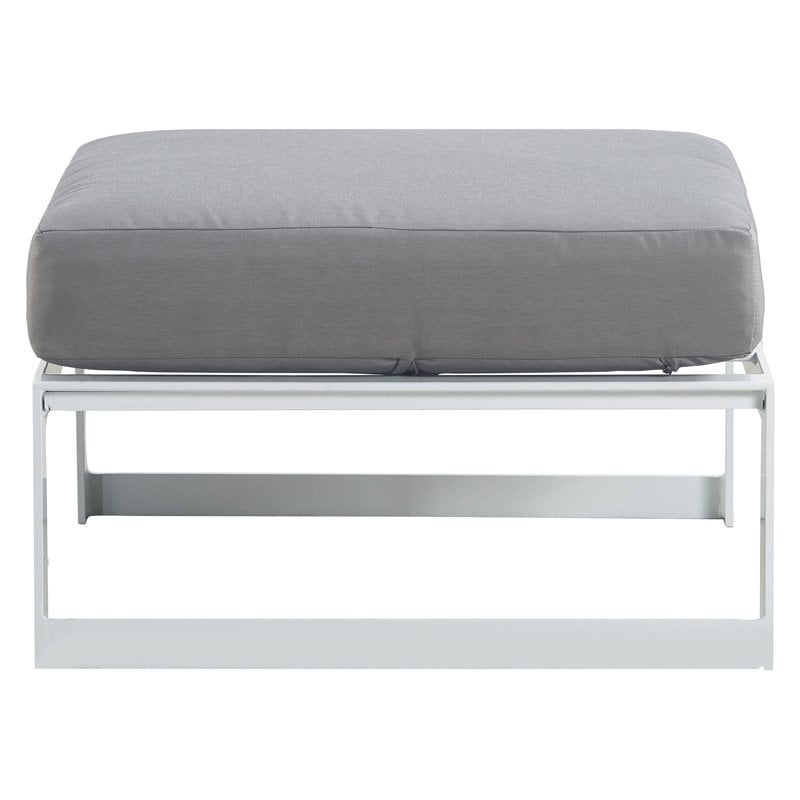 Elle Decor Mirabelle Outdoor Ottoman in Gray and French White