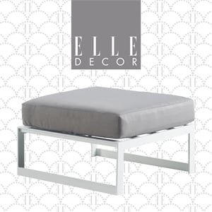 Elle Decor Mirabelle Outdoor Ottoman in Gray and French White