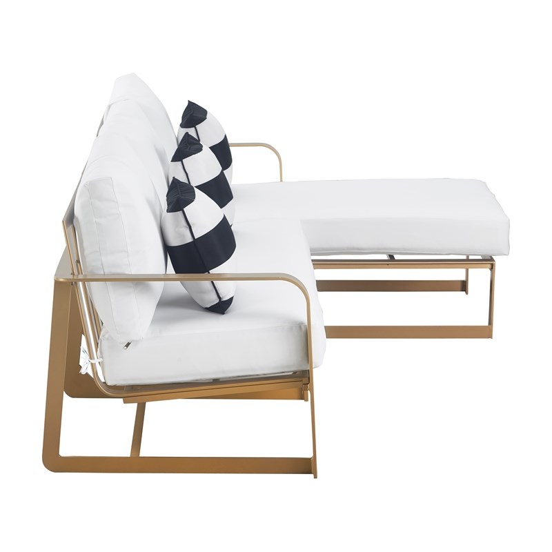 Elle Decor Mirabelle Outdoor Sectional in White and French Gold
