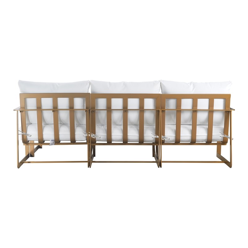 Elle Decor Mirabelle Outdoor Sectional in White and French Gold