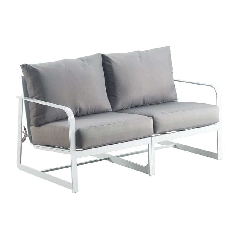 Elle Decor Mirabelle Outdoor Sofa in Gray and French White
