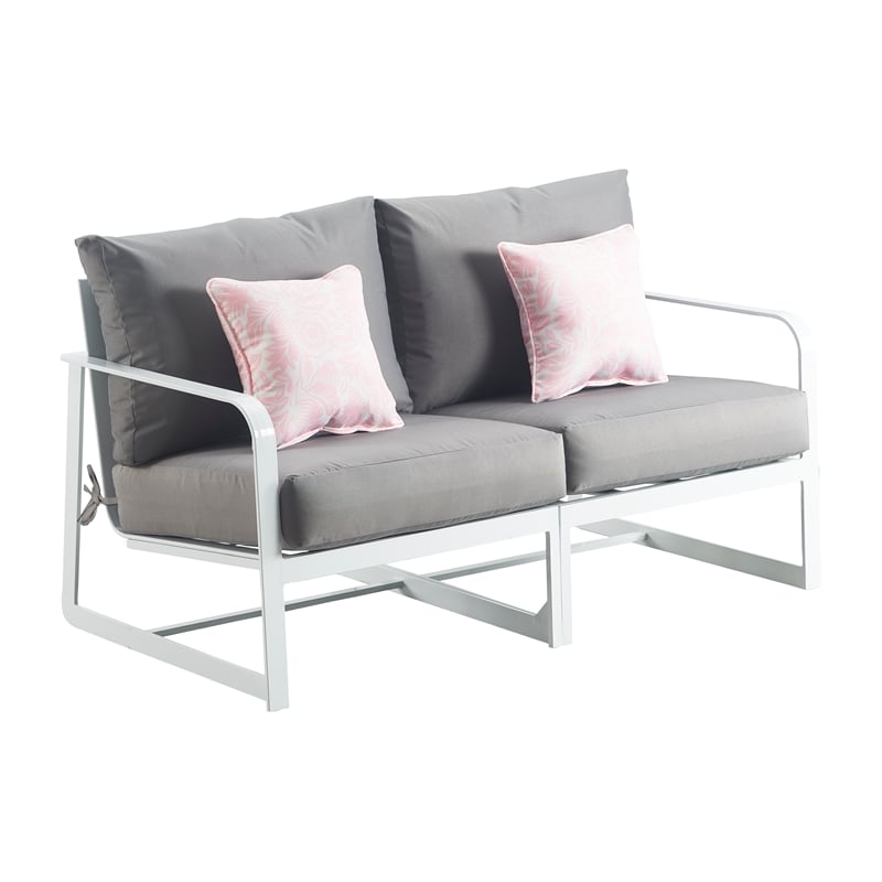 Elle Decor Mirabelle Outdoor Sofa in Gray and French White
