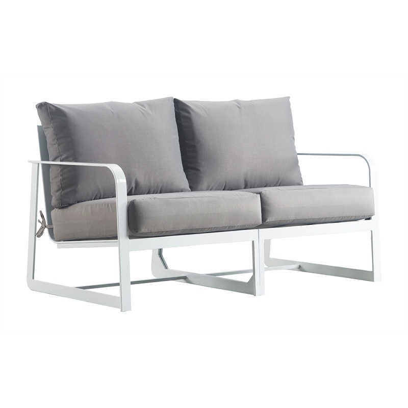 Elle Decor Mirabelle Outdoor Sofa in Gray and French White