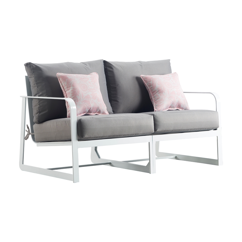 Elle Decor Mirabelle Outdoor Sofa in Gray and French White