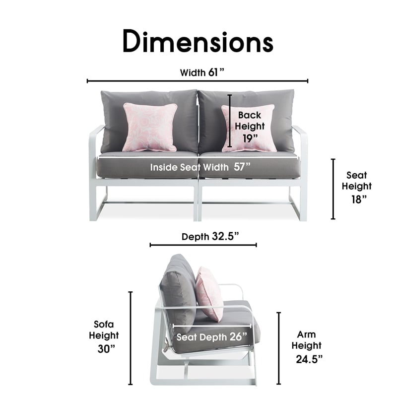 Elle Decor Mirabelle Outdoor Sofa in Gray and French White