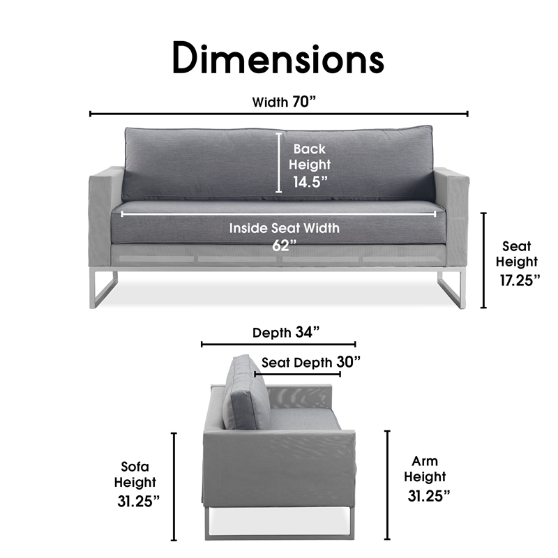 Elle Decor Tropez Sofa French Gray Mesh