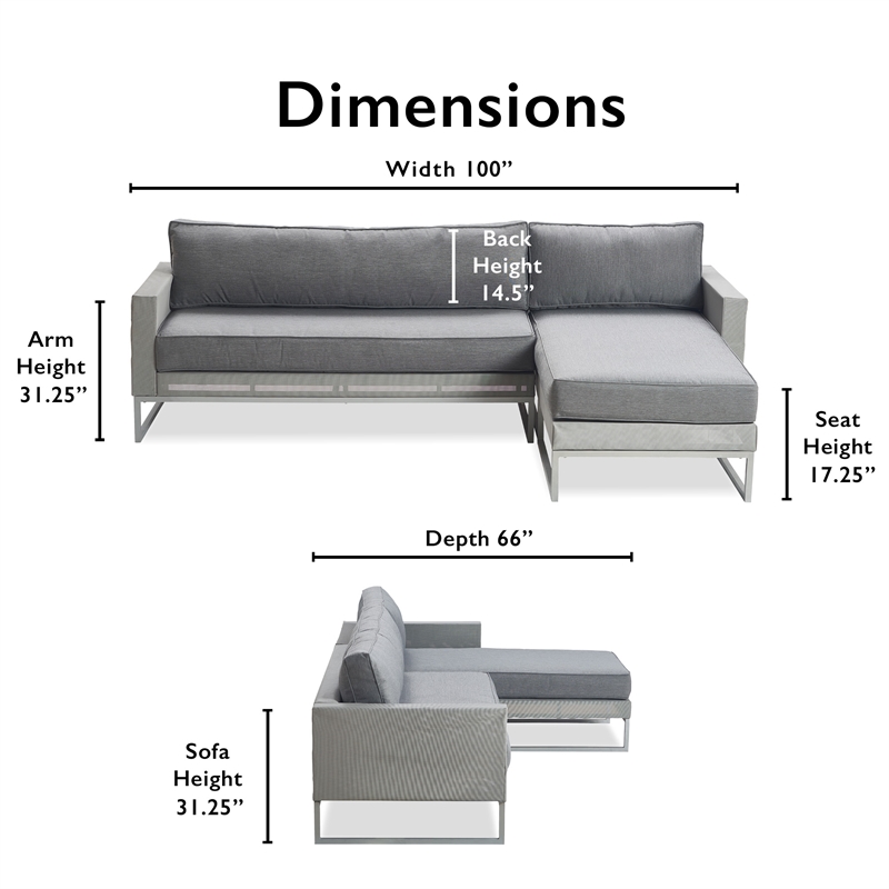 Elle Decor Tropez Sectional French Gray Mesh