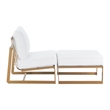 Elle Decor Mirabelle Outdoor Armless Lounge Chair in White and French Gold