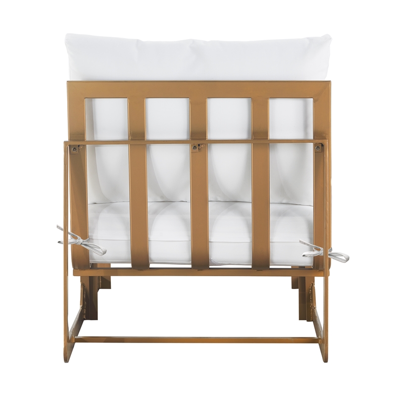 Elle Decor Mirabelle Outdoor Armless Lounge Chair in White and French Gold