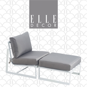Elle Decor Mirabelle Outdoor Armless Lounge Chair in Gray and French White