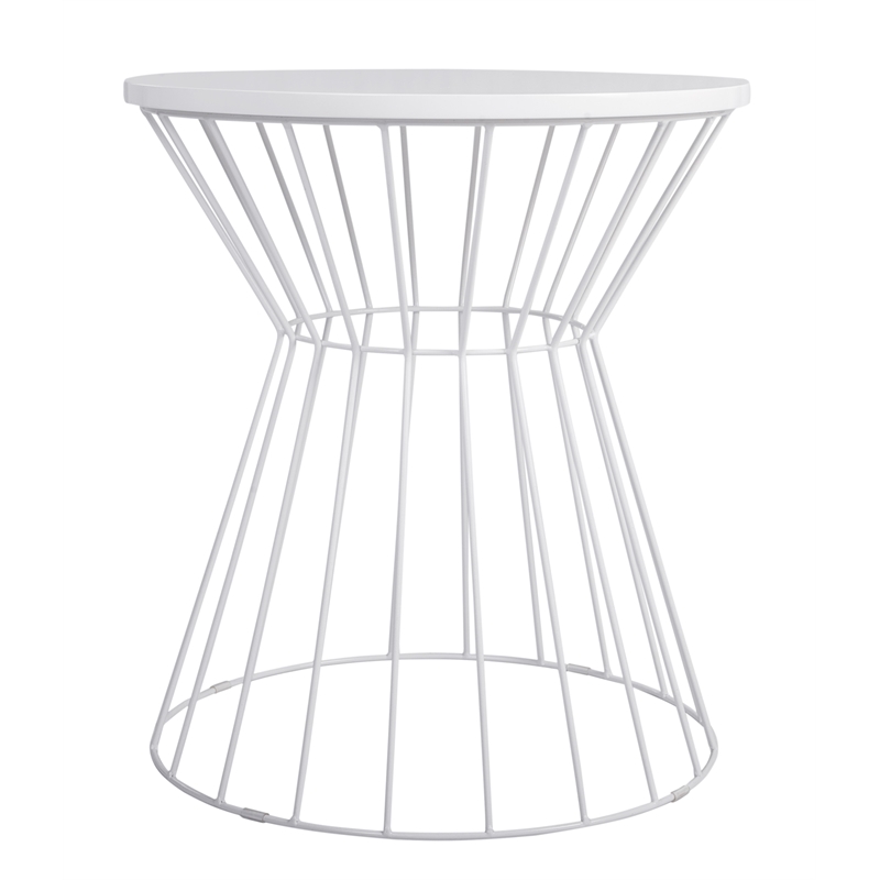 Elle Decor Lulu Bent Metal Side Table in French White 