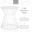 Elle Decor Lulu Modern Hourglass End Table with Metal Top for Bedroom White