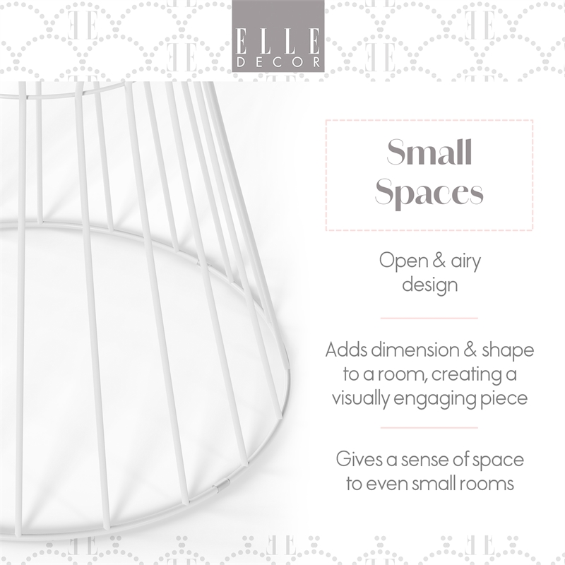 Elle Decor Lulu Modern Hourglass End Table with Metal Top for Bedroom White