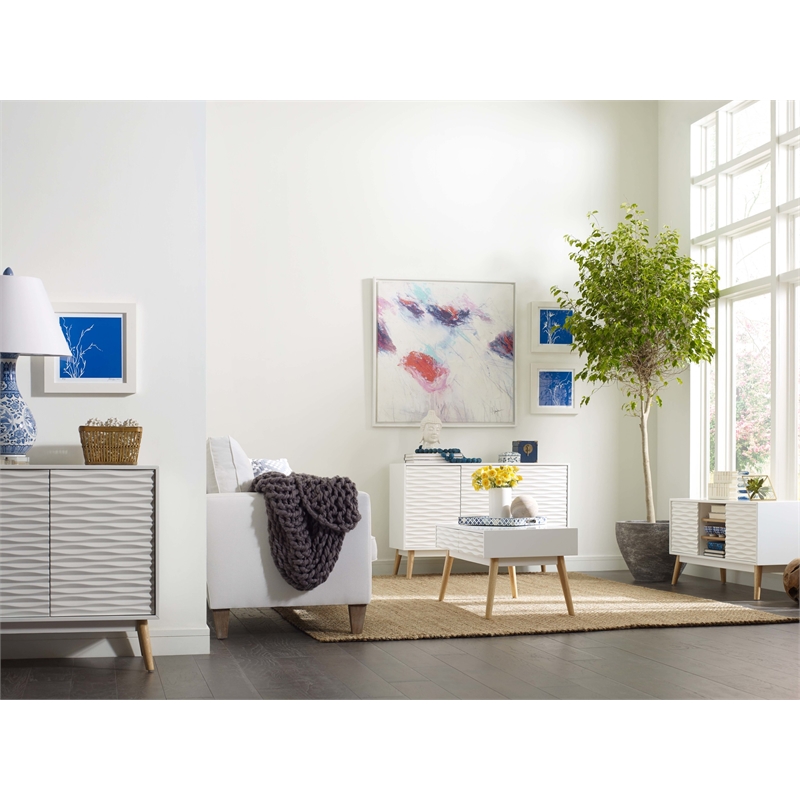 Elle Decor Aurie Media Console in French White