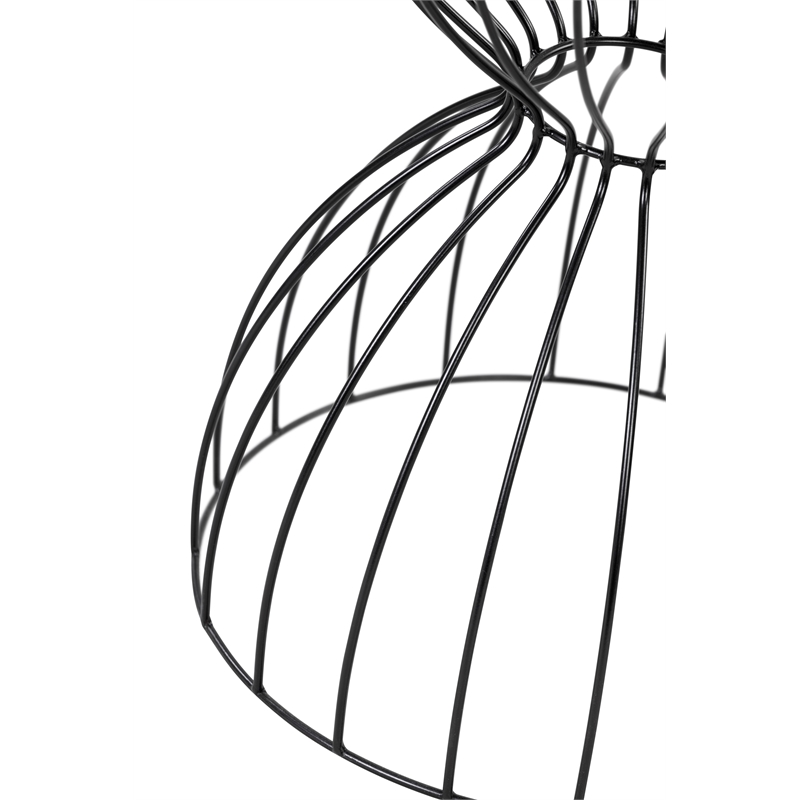 Elle Decor Cami Modern Hourglass End Table with Metal Top for Bedroom Black