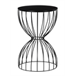 Elle Decor Cami Modern Hourglass End Table with Metal Top for Bedroom Black
