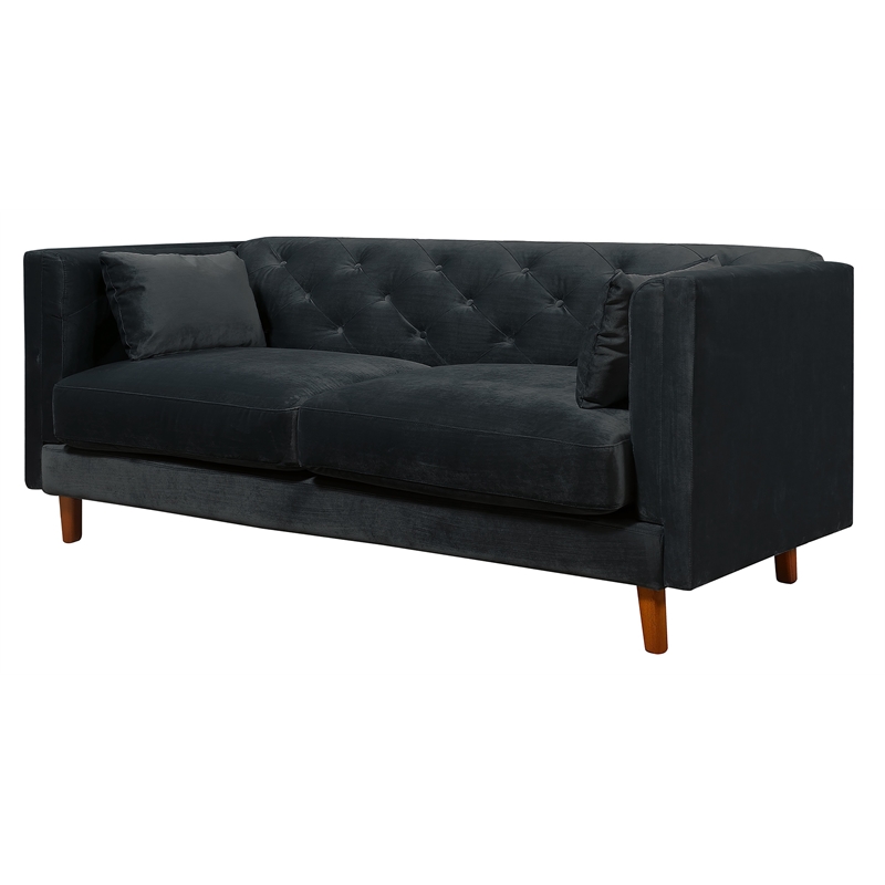 Elle Decor Celeste Tufted Sofa In French Cobalt