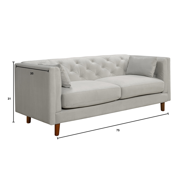 Elle Decor Celeste Tufted Sofa In French Pearl