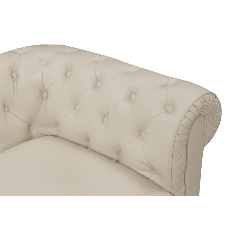 Elle Decor Amery Tufted Sofa in French Ivory