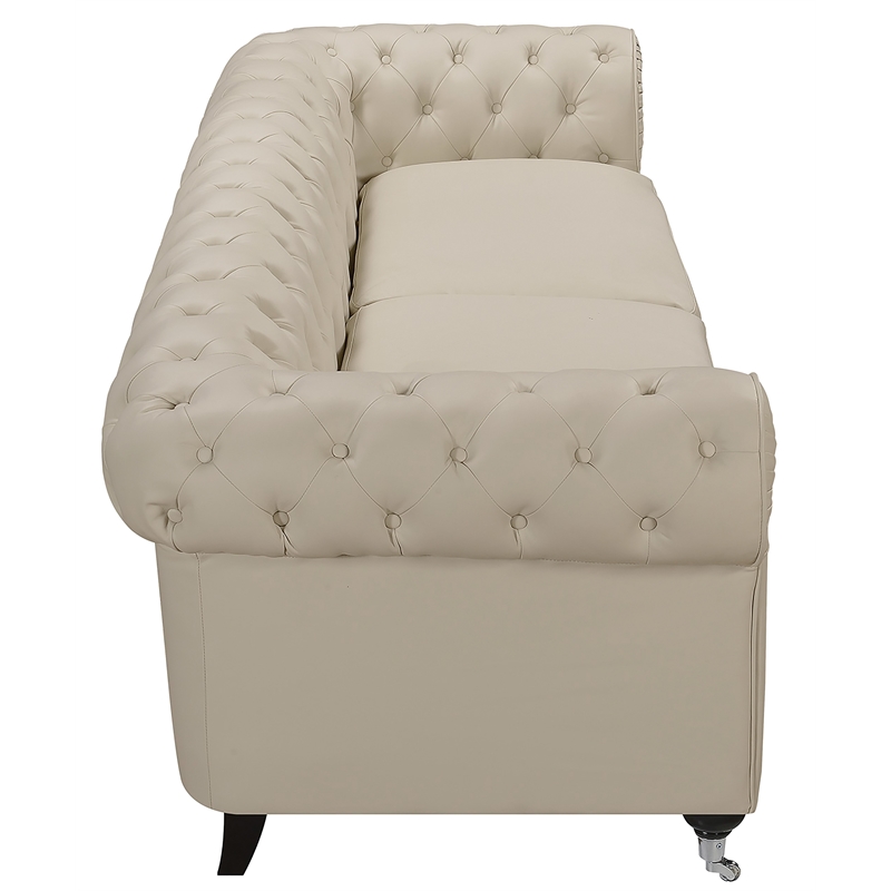 Elle Decor Amery Tufted Sofa in French Ivory