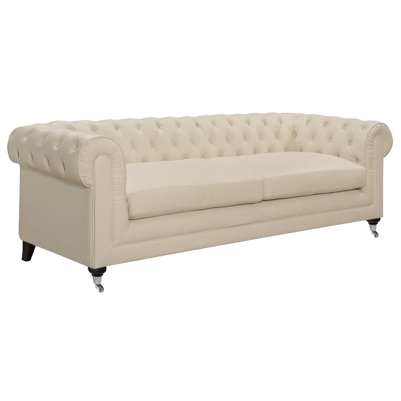 Elle Decor Amery Tufted Sofa in French Ivory