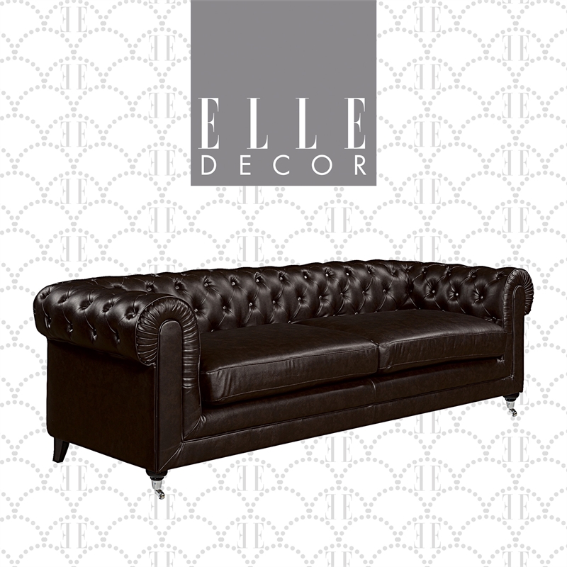 Elle Decor Amery Tufted Sofa in French Brown