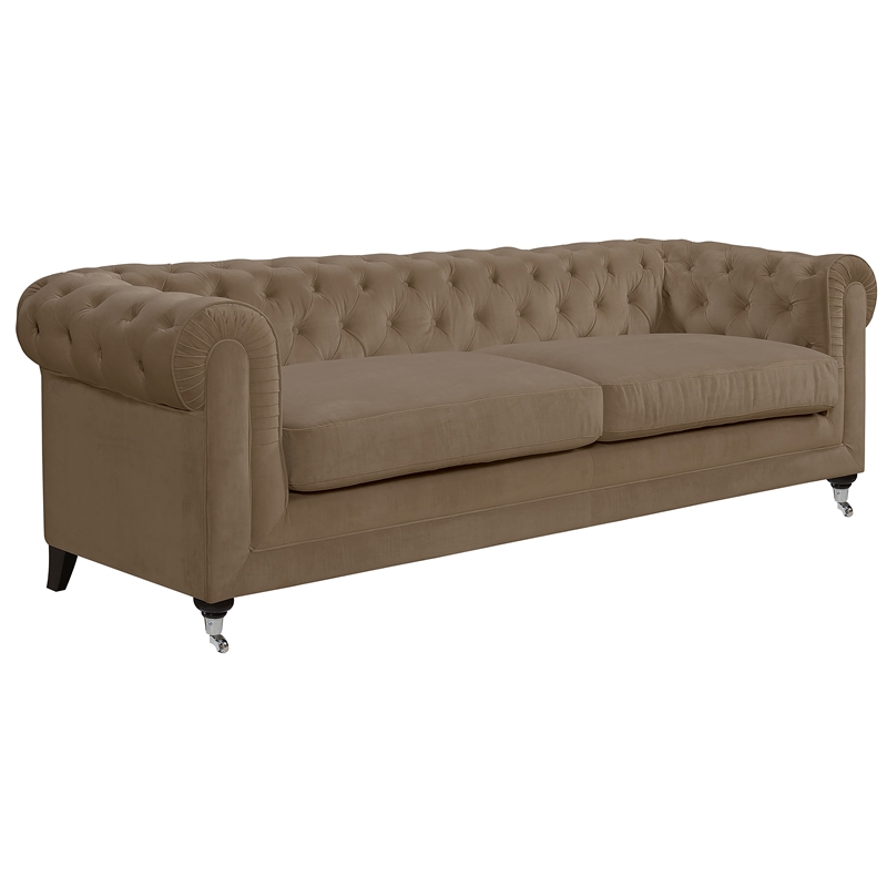 Elle Decor Amery Tufted Sofa in French Taupe