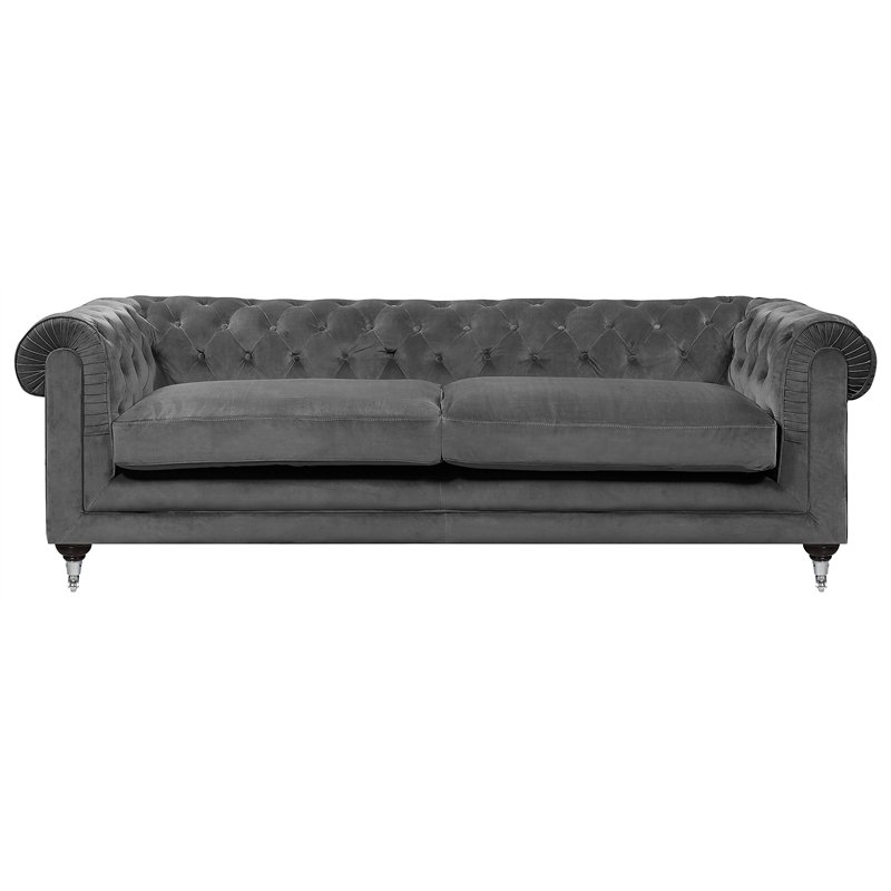 Elle Decor Amery Tufted Sofa In French Gunmetal