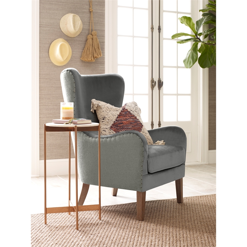 Elle Decor Wingback Chair in French Two Toned Gray