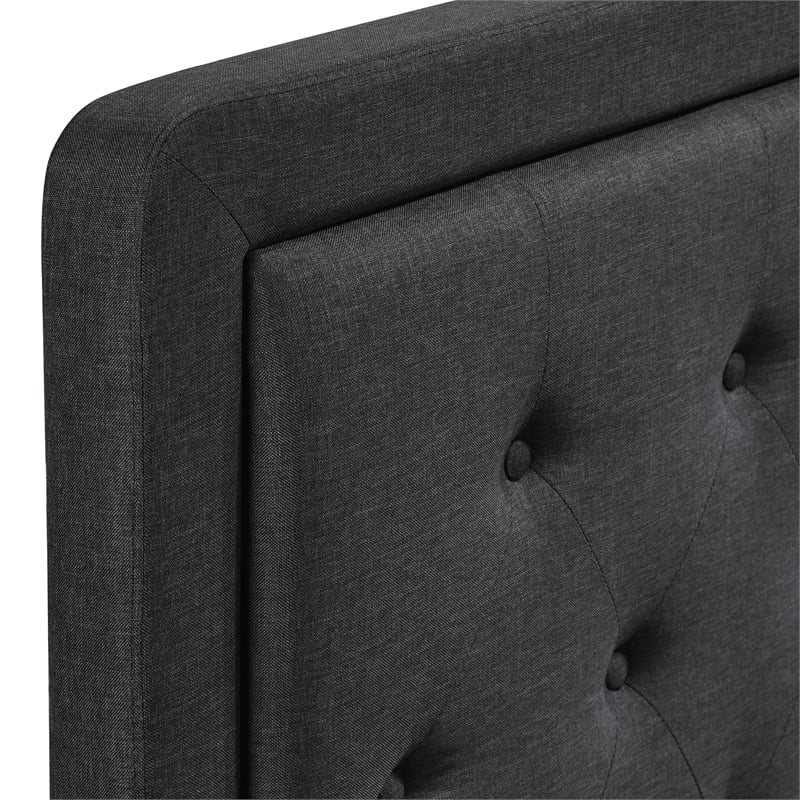 Elle Decor Amery Queen Tufted Upholstered Headboard in Charcoal Gray