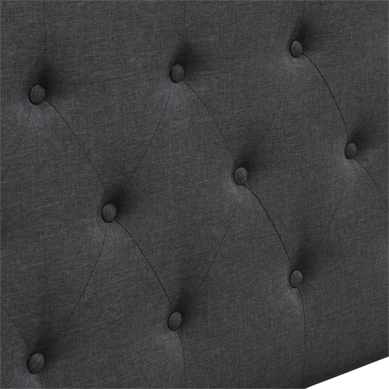 Elle Decor Amery Queen Tufted Upholstered Headboard in Charcoal Gray