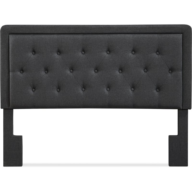 Elle Decor Amery Queen Tufted Upholstered Headboard in Charcoal Gray