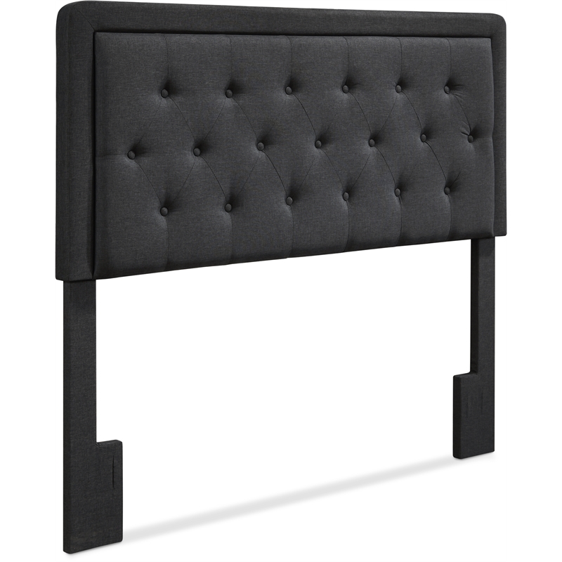 Elle Decor Amery Queen Tufted Upholstered Headboard in Charcoal Gray