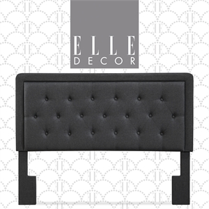 Elle Decor Amery Queen Tufted Upholstered Headboard in Charcoal Gray