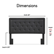Elle Decor Amery Queen Tufted Upholstered Headboard in Charcoal Gray