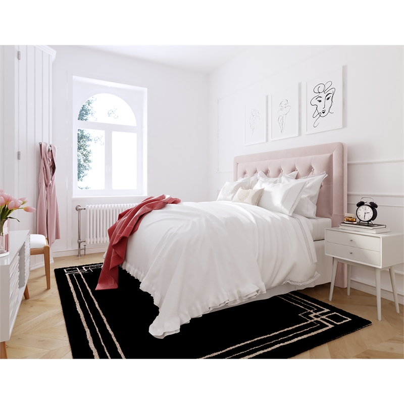 Elle Decor Amery Queen Tufted Upholstered Headboard in French Mauve