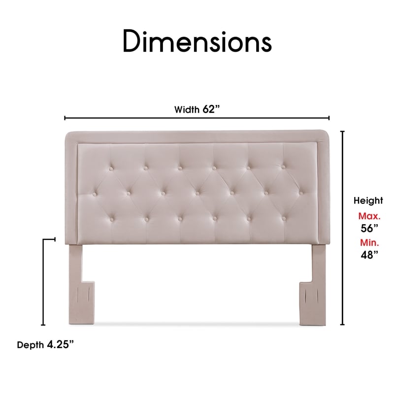Elle Decor Amery Queen Tufted Upholstered Headboard in French Mauve
