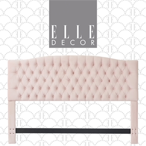 Elle Decor Celeste Queen Size Headboard Blush Pink Velvet Fabric