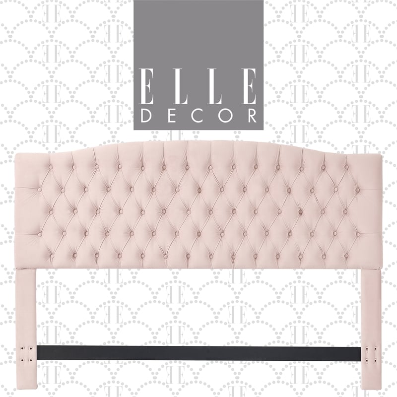 Elle Decor Celeste King Size Headboard Blush Pink Velvet