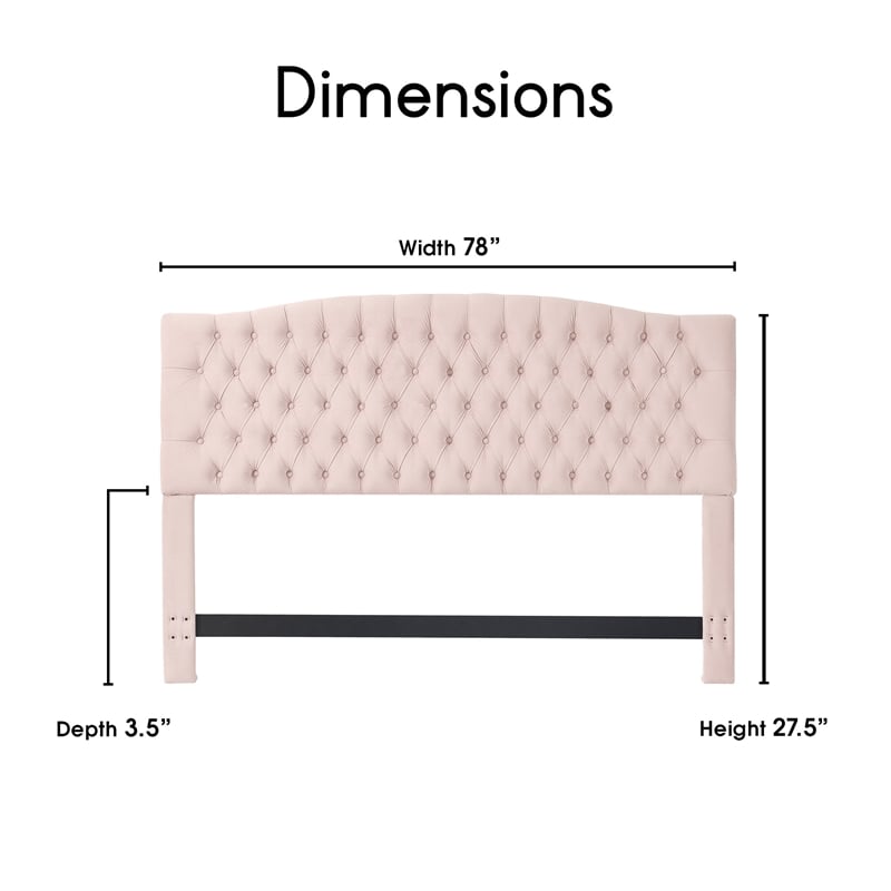 Elle Decor Celeste King Size Headboard Blush Pink Velvet