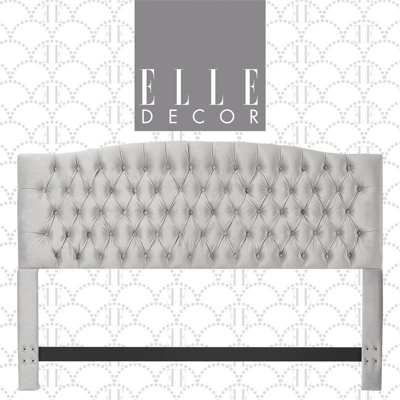 Elle Decor Celeste King Size Headboard Pearl Grey Velvet