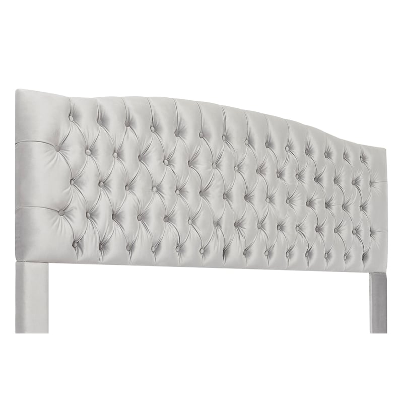 Elle Decor Celeste King Size Headboard Pearl Grey Velvet