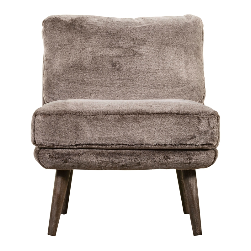 Elle Decor Sophie Armless Slipper Chair In Mink Brown Faux Fur